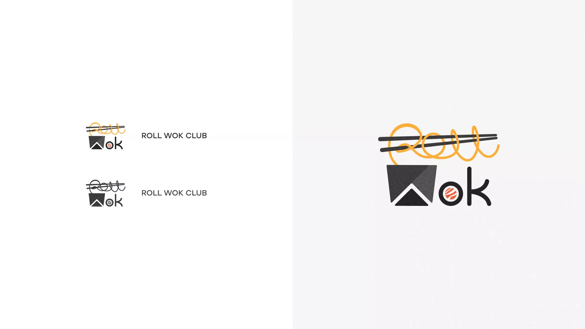 Разработка логотипа суши-бара «Roll Wok Club» в Темрюке