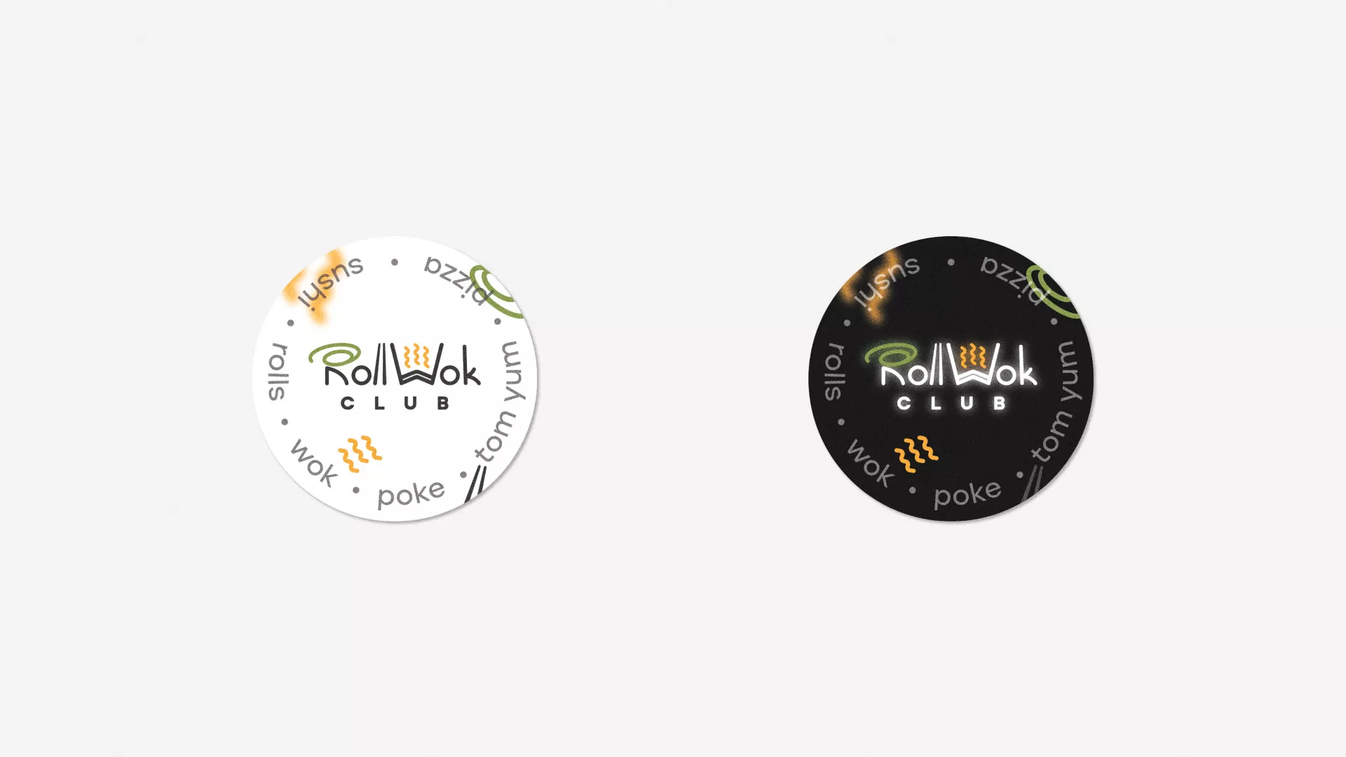Разработка наклеек для суши-бара «Roll Wok Club» в Темрюке