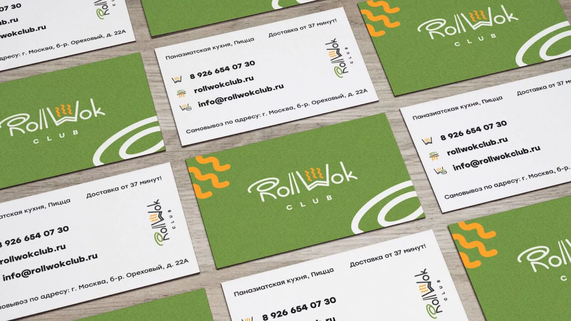 Разработка дизайна визиток суши-бара «Roll Wok Club» в Темрюке